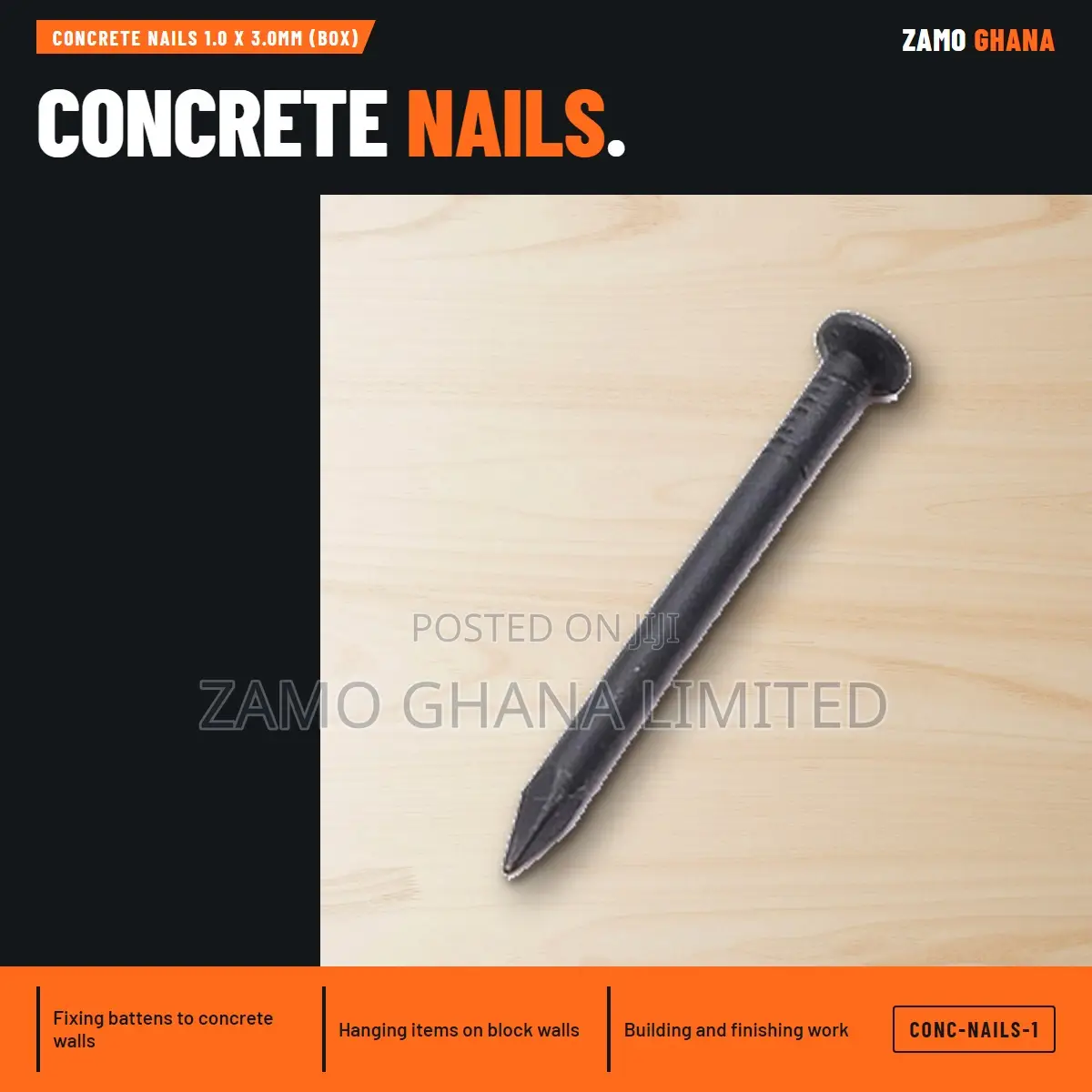 Concrete Nails 1.0 X 3.0Mm (Box) - CONC-NAILS-1