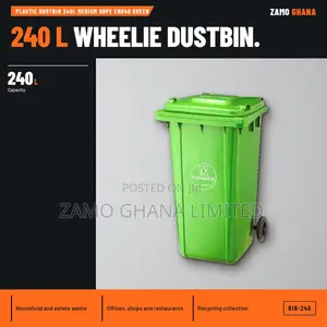 Plastic Dustbin 240L Medium Hdpe En840 Green - BIN-240