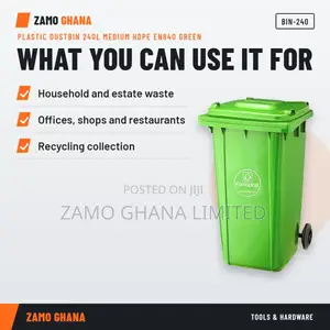 Plastic Dustbin 240L Medium Hdpe En840 Green - BIN-240