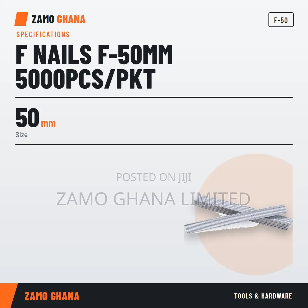 F Nails F-50Mm 5000Pcs/PKT - F-50
