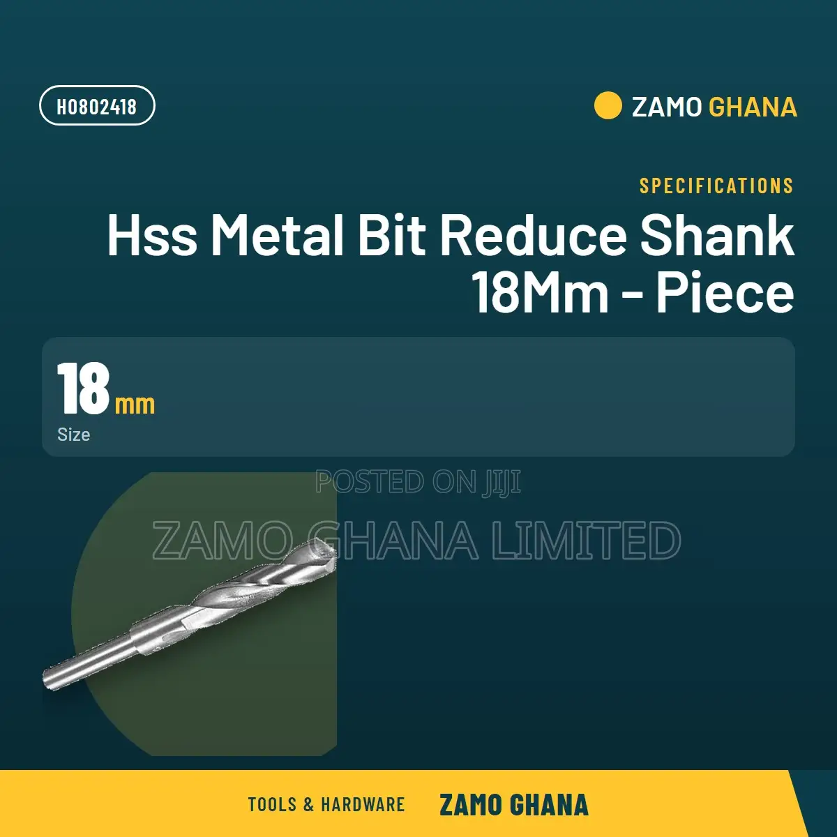 HSS Metal Bit Reduce Shank 18Mm - Piece - H