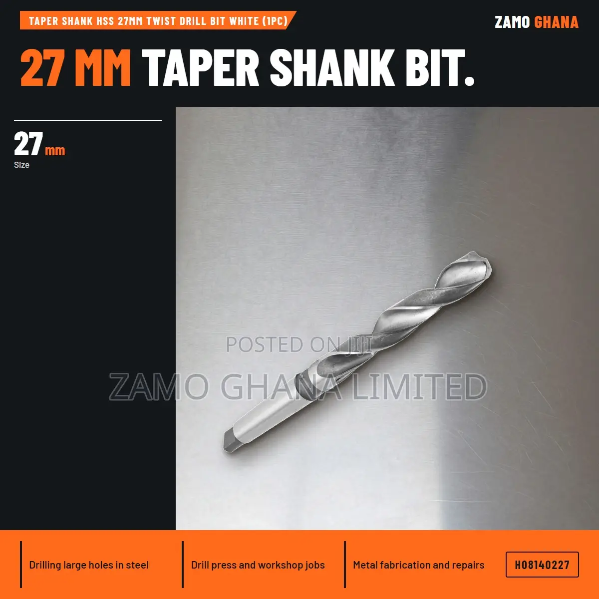 Taper Shank HSS 27Mm Twist Drill Bit White (1Pc) - H