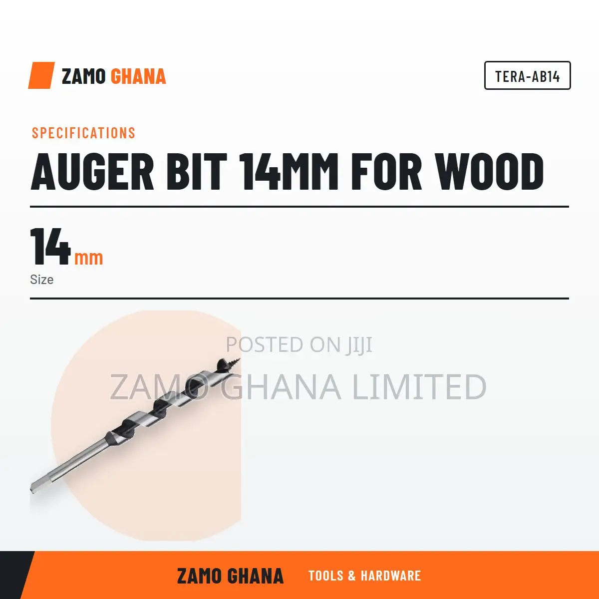 Auger Bit 14Mm for Wood - TERA-AB14