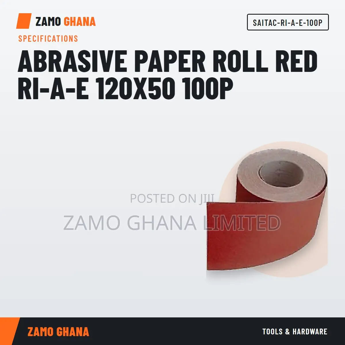Abrasive Paper Roll Red Ri-a-E 120X50 100P - SAITAC-RI-A-E-100P