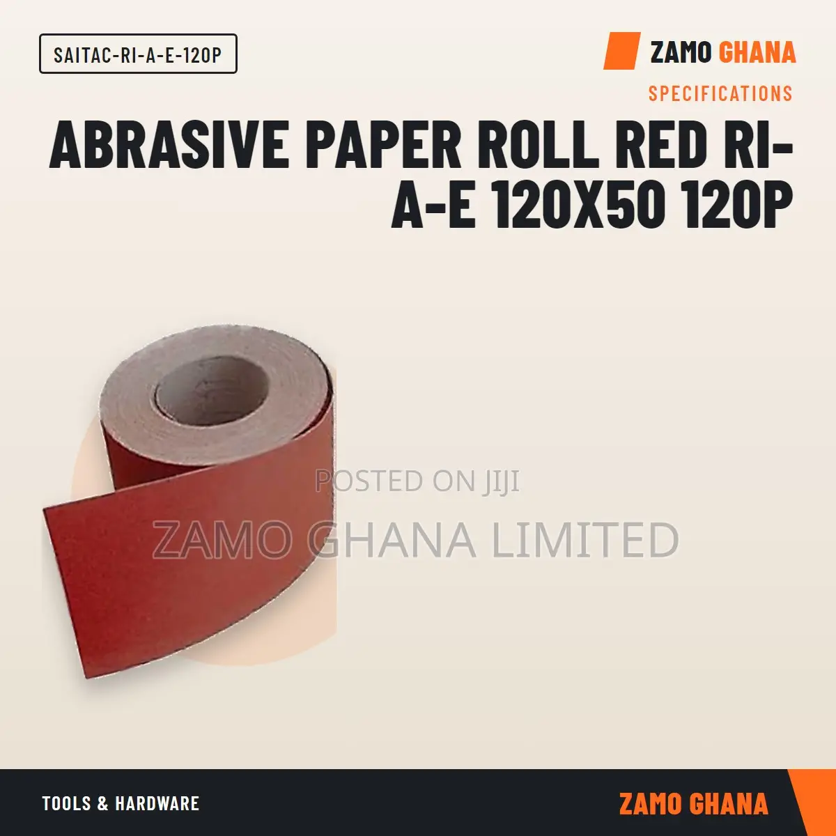 Abrasive Paper Roll Red Ri-a-E 120X50 120P - SAITAC-RI-A-E-120P