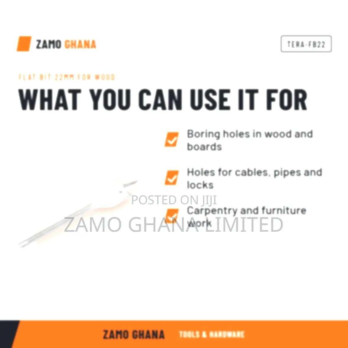 Flat Bit 22Mm for Wood - TERA-FB22