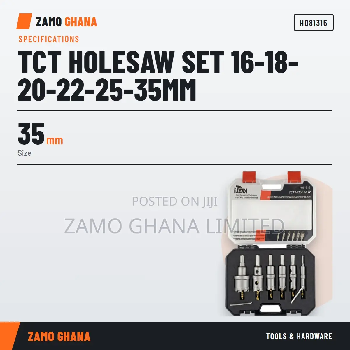 TCT Holesaw Set 16-18-20-22-25-35Mm - H081315