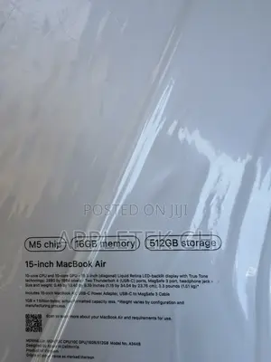 New Laptop Apple MacBook Air 2026 M5 16GB Apple M5 SSD 512GB