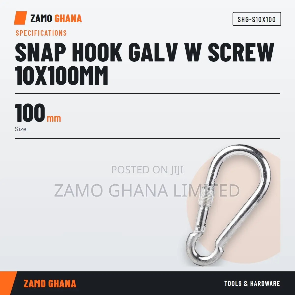 Snap Hook Galv W Screw 10X100Mm - SHG-S10X100