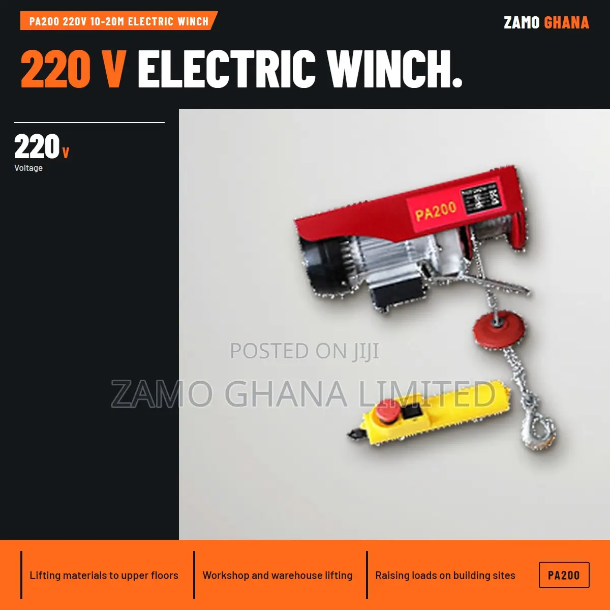 Pa200 220V 10-20m Electric Winch - PA200