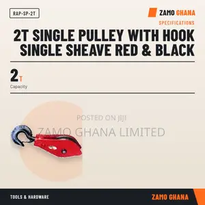 2T Single Pulley With Hook Single Sheave Red & Black - RAP-SP-2T