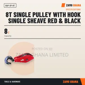 8T Single Pulley With Hook Single Sheave Red & Black - RAP-SP-8T