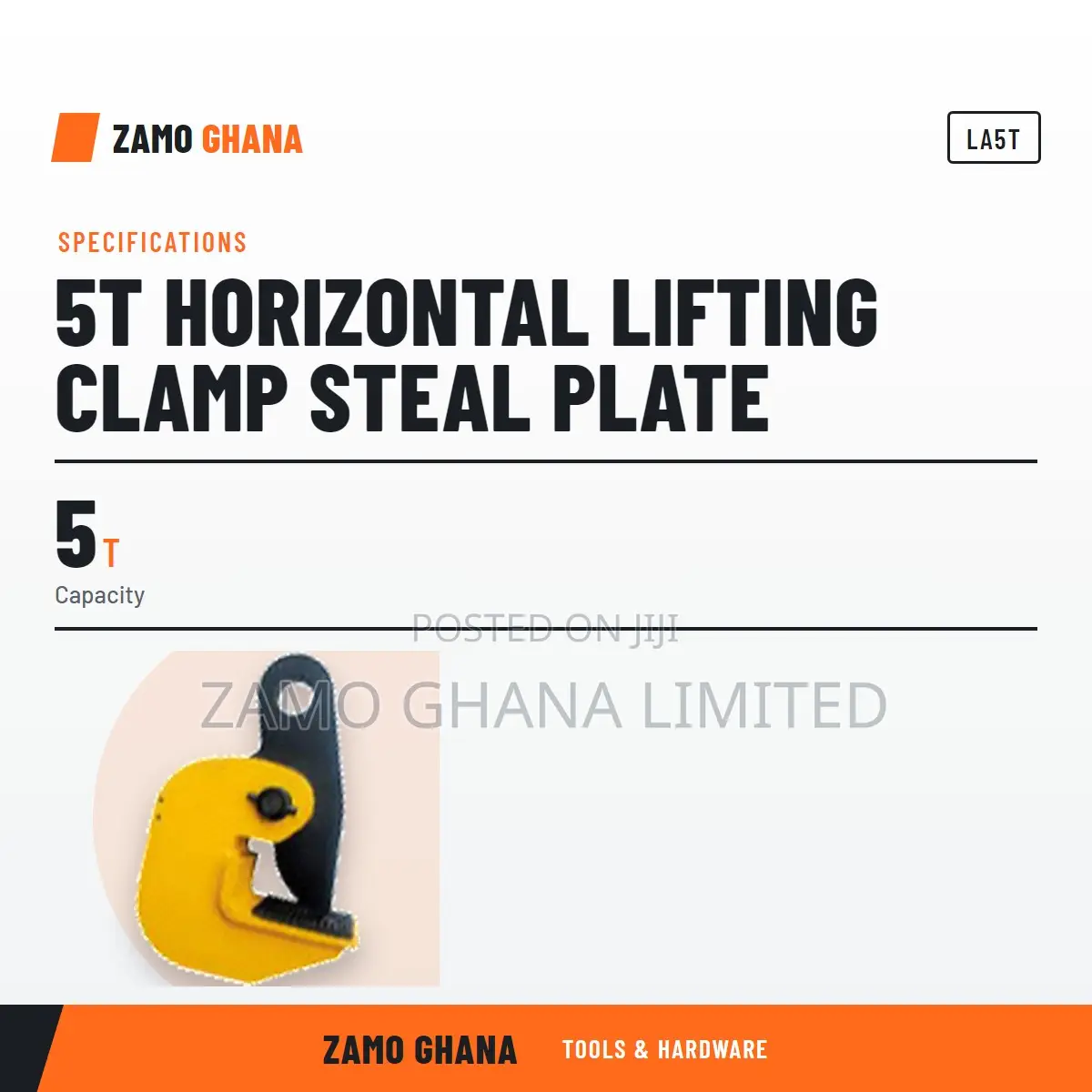 5T Horizontal Lifting Clamp Steal Plate - LA5T