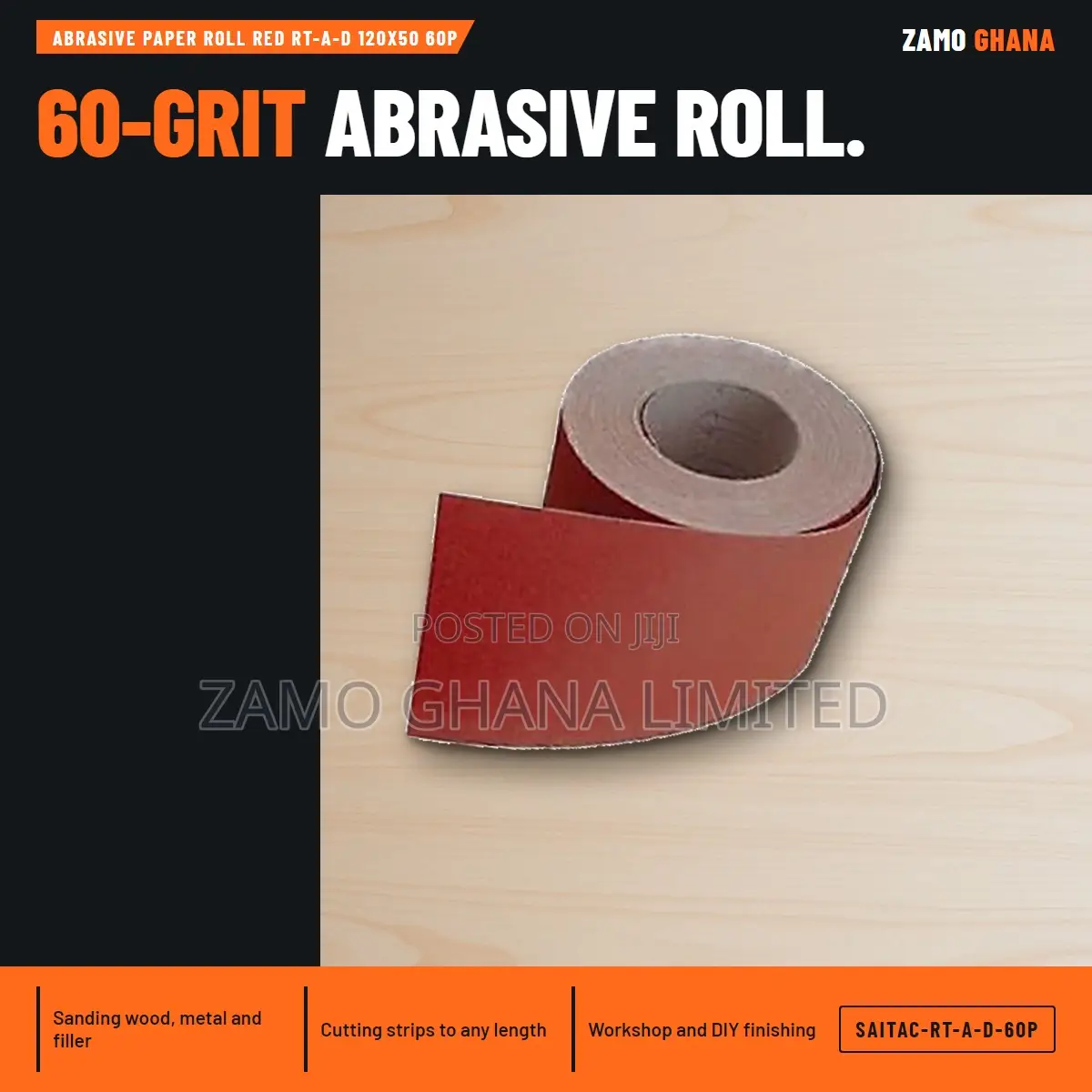 Abrasive Paper Roll Red Rt-a-D 120X50 60P - SAITAC-RT-A-D-60P