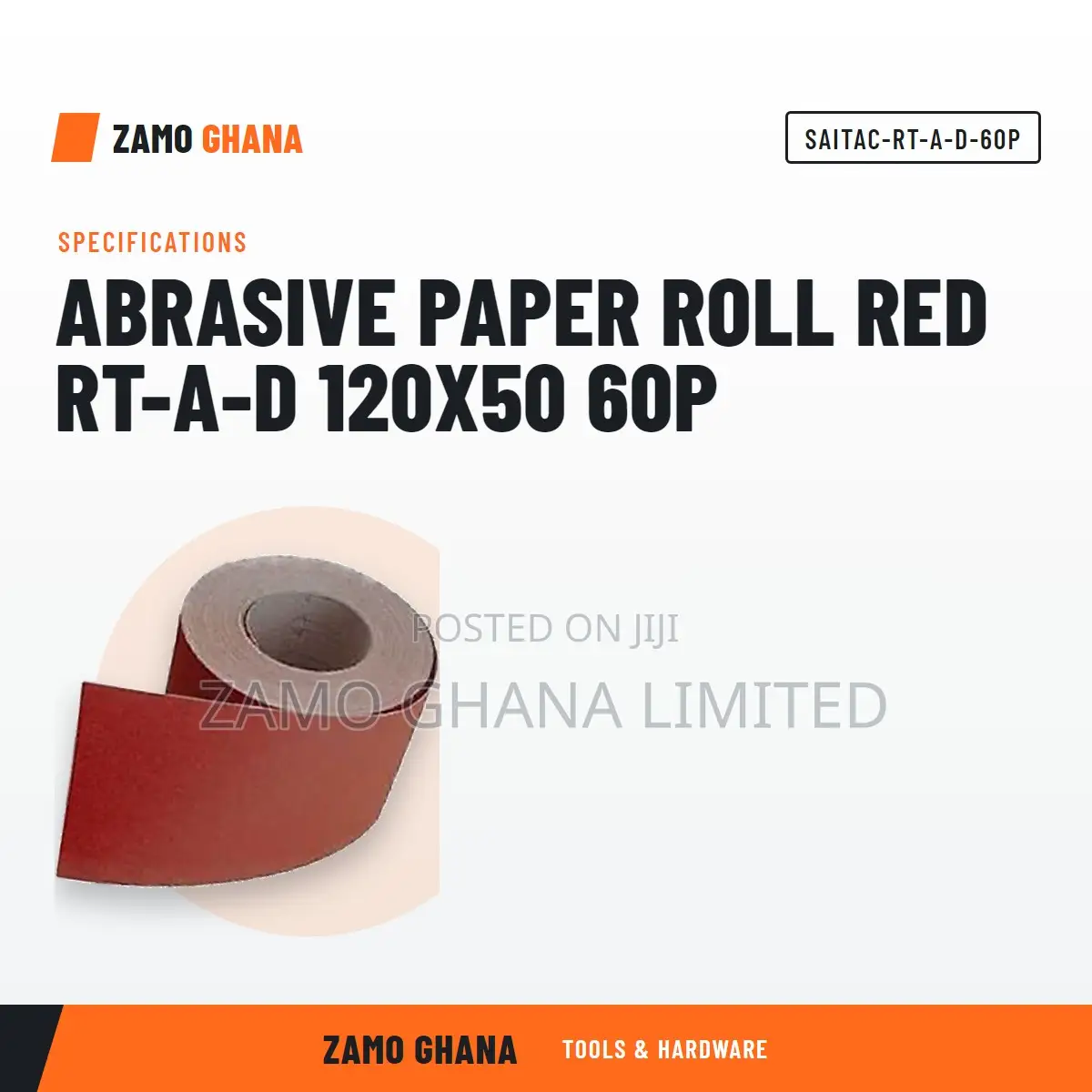 Abrasive Paper Roll Red Rt-a-D 120X50 60P - SAITAC-RT-A-D-60P