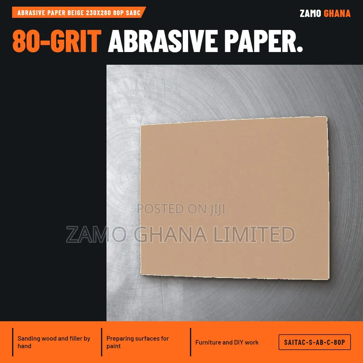 Abrasive Paper Beige 230X280 80P Sabc - SAITAC-S-AB-C-80P