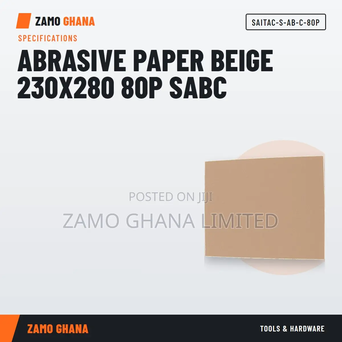 Abrasive Paper Beige 230X280 80P Sabc - SAITAC-S-AB-C-80P
