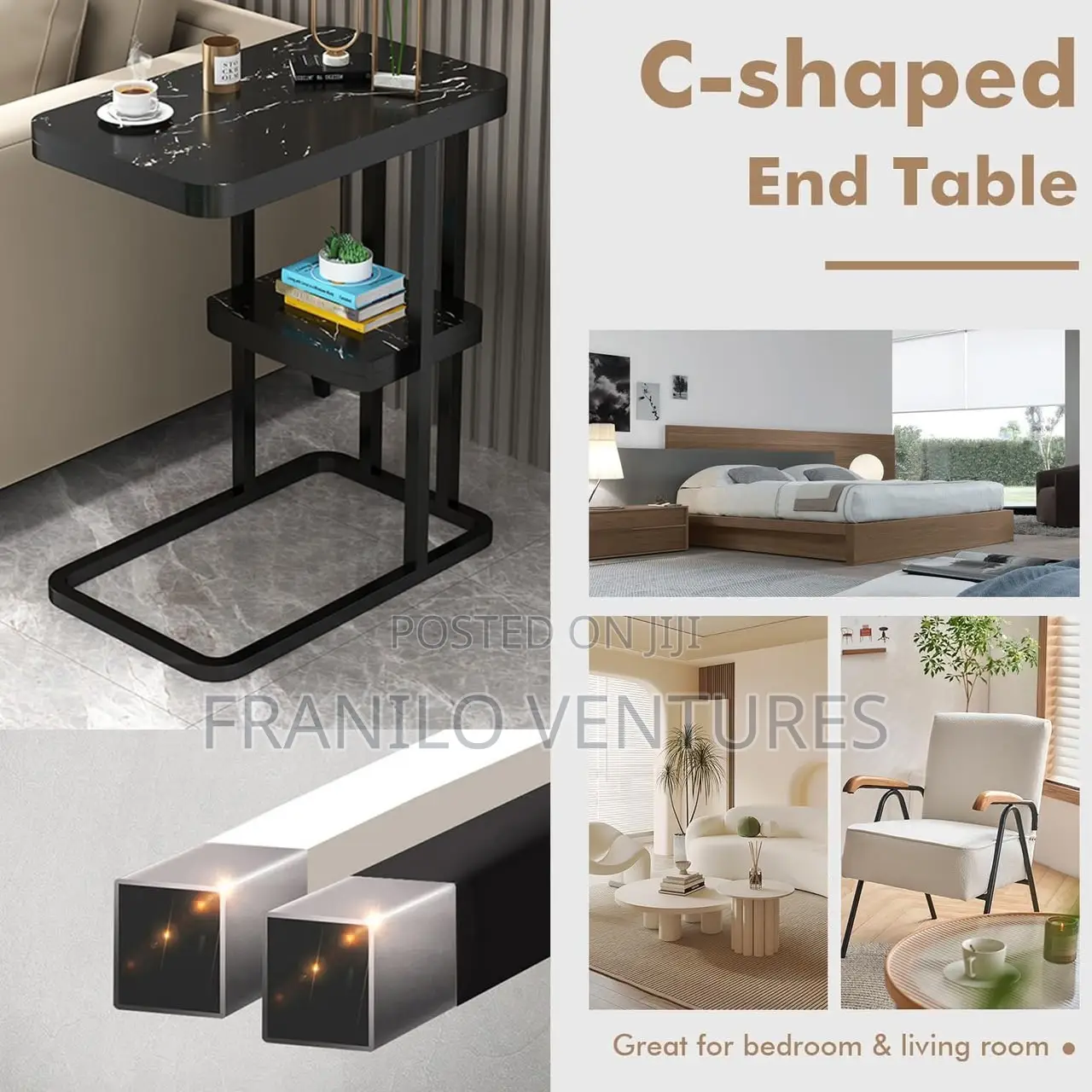 C - Shape Bedside/ Coffee Table