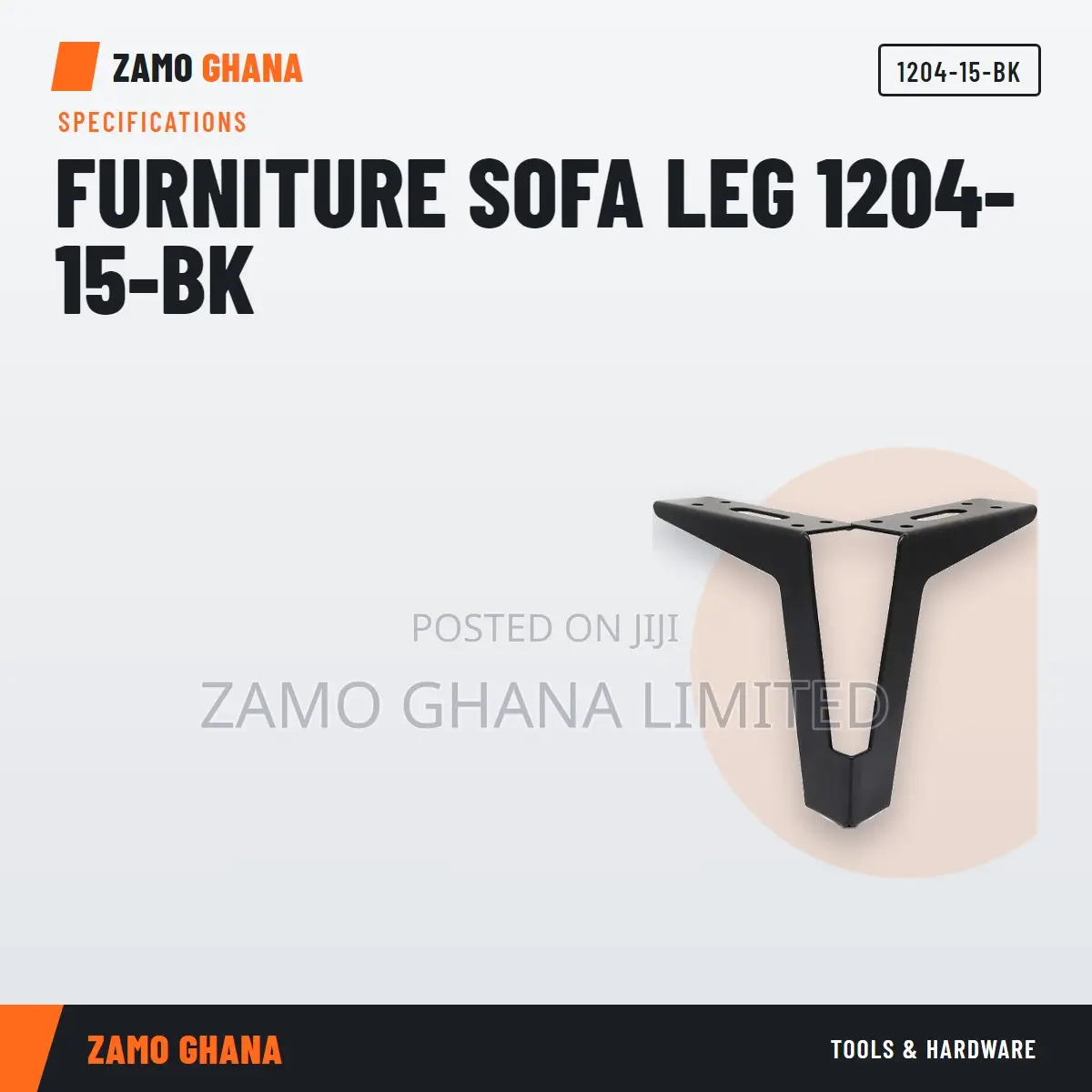Furniture Sofa Leg 1204-15-Bk - 1204-15-Bk