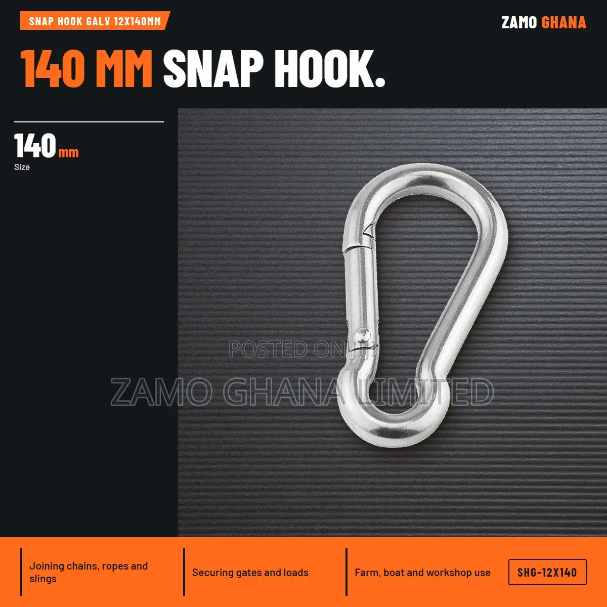 Snap Hook Galv 12X140Mm - SHG-12X140
