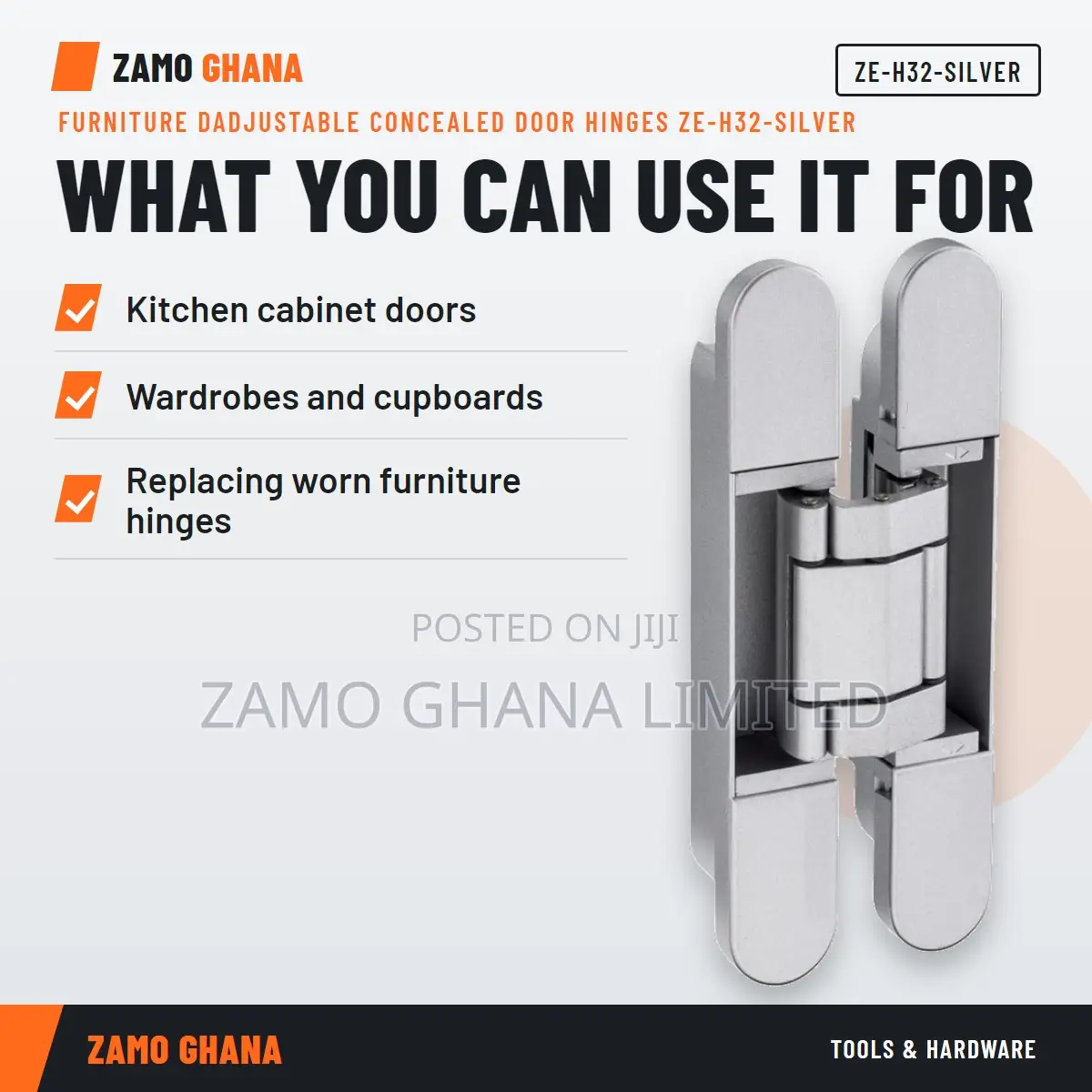 Furniture Dadjustable Concealed Door Hinges Ze-H32-Sil - ZE-H32-SILVER