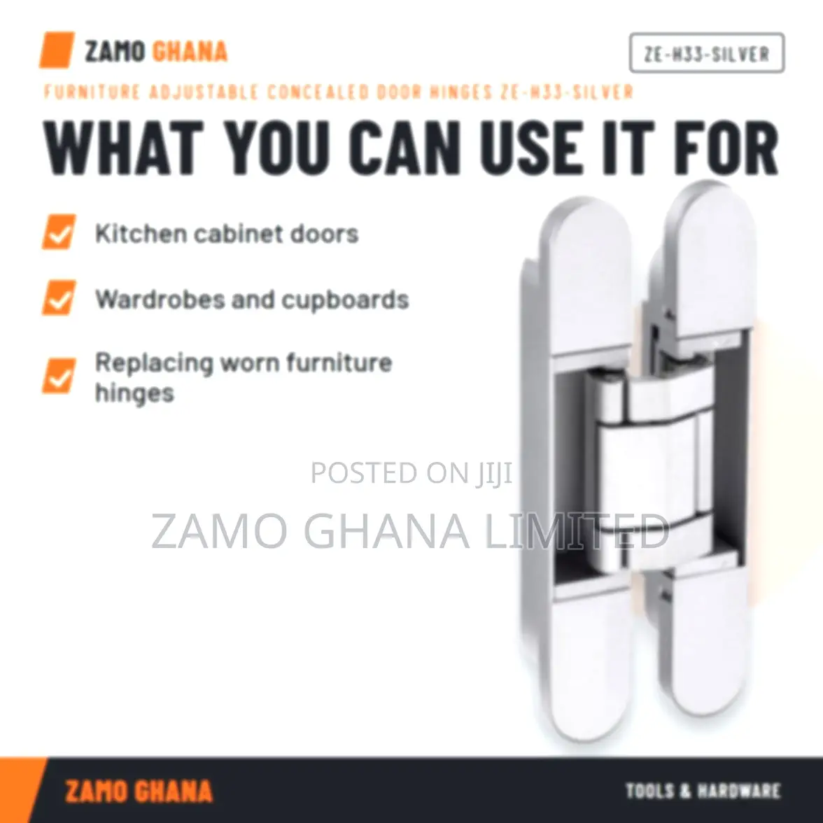 Furniture Adjustable Concealed Door Hinges Ze-H33-Silv - ZE-H33-SILVER