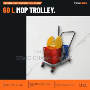 60Lt Double Mop Trolley Down Press Red-Blue - B-045