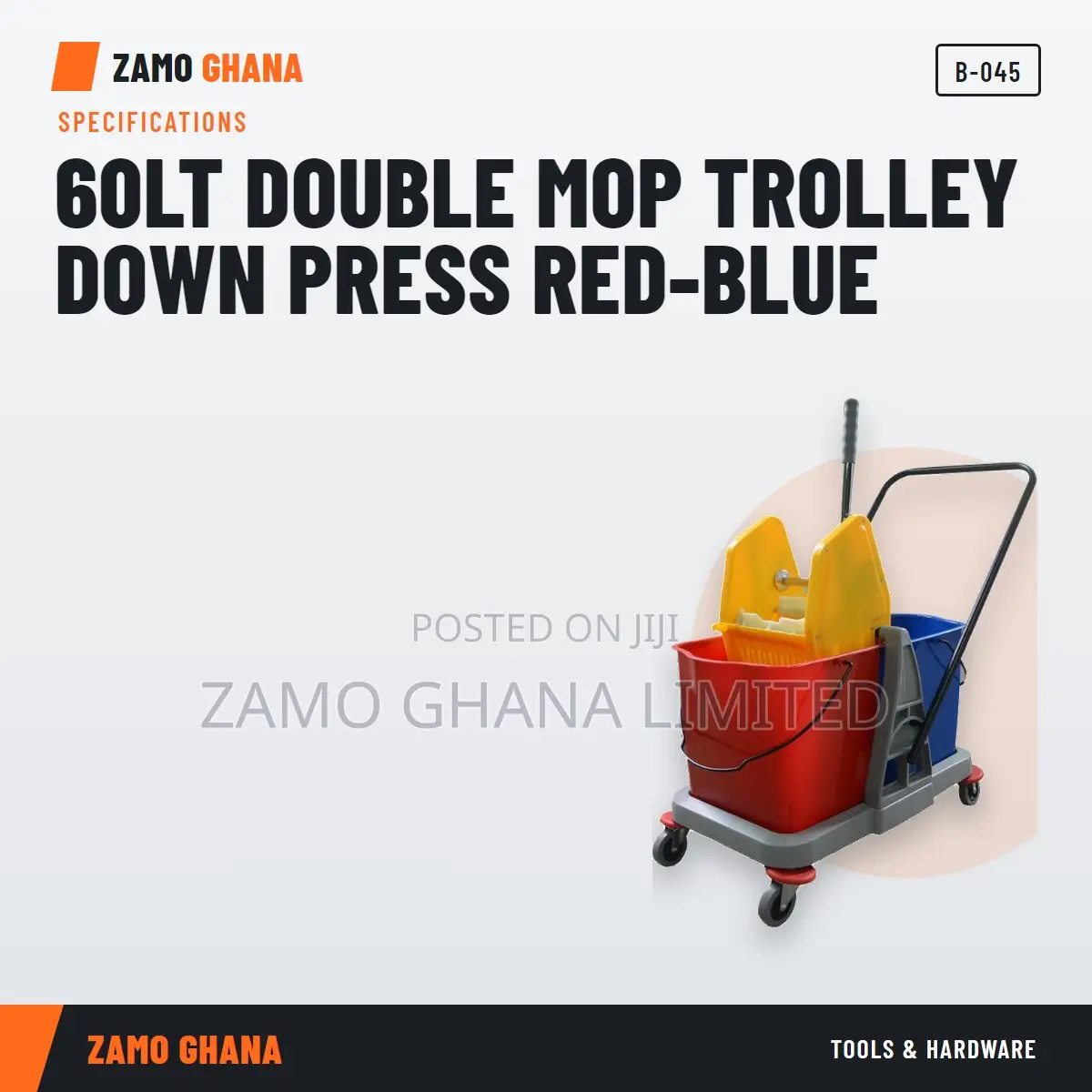 60Lt Double Mop Trolley Down Press Red-Blue - B-045