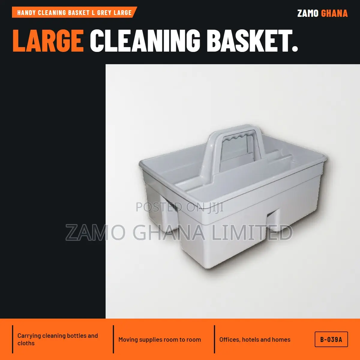 Handy Cleaning Basket L Grey Large - B-039a
