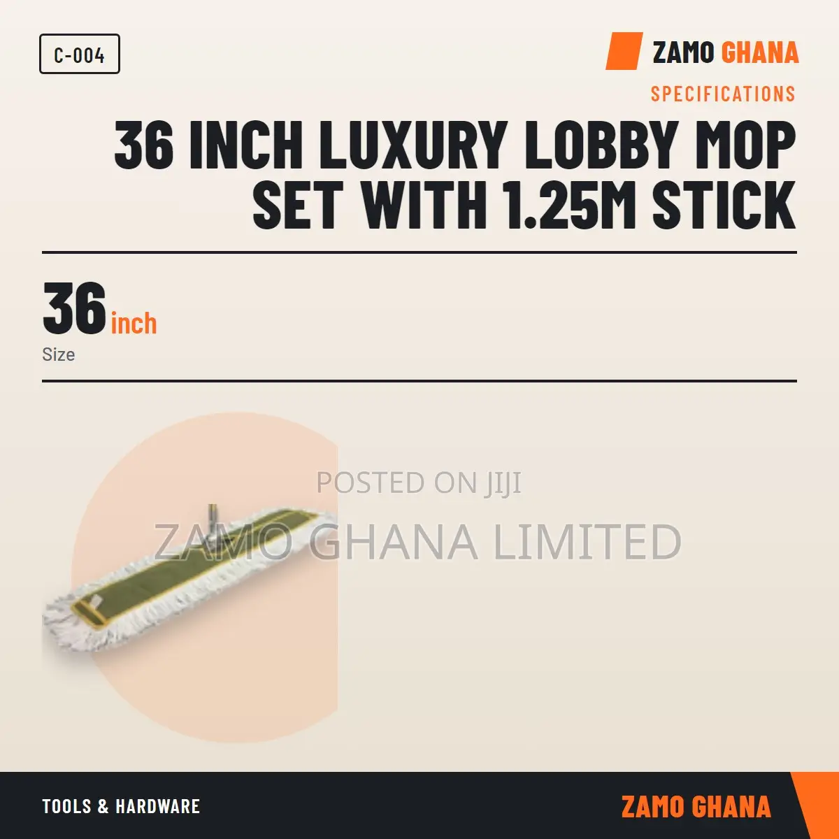 36 Inch Luxury Lobby Mop Set With 1.25M Stick - C-004