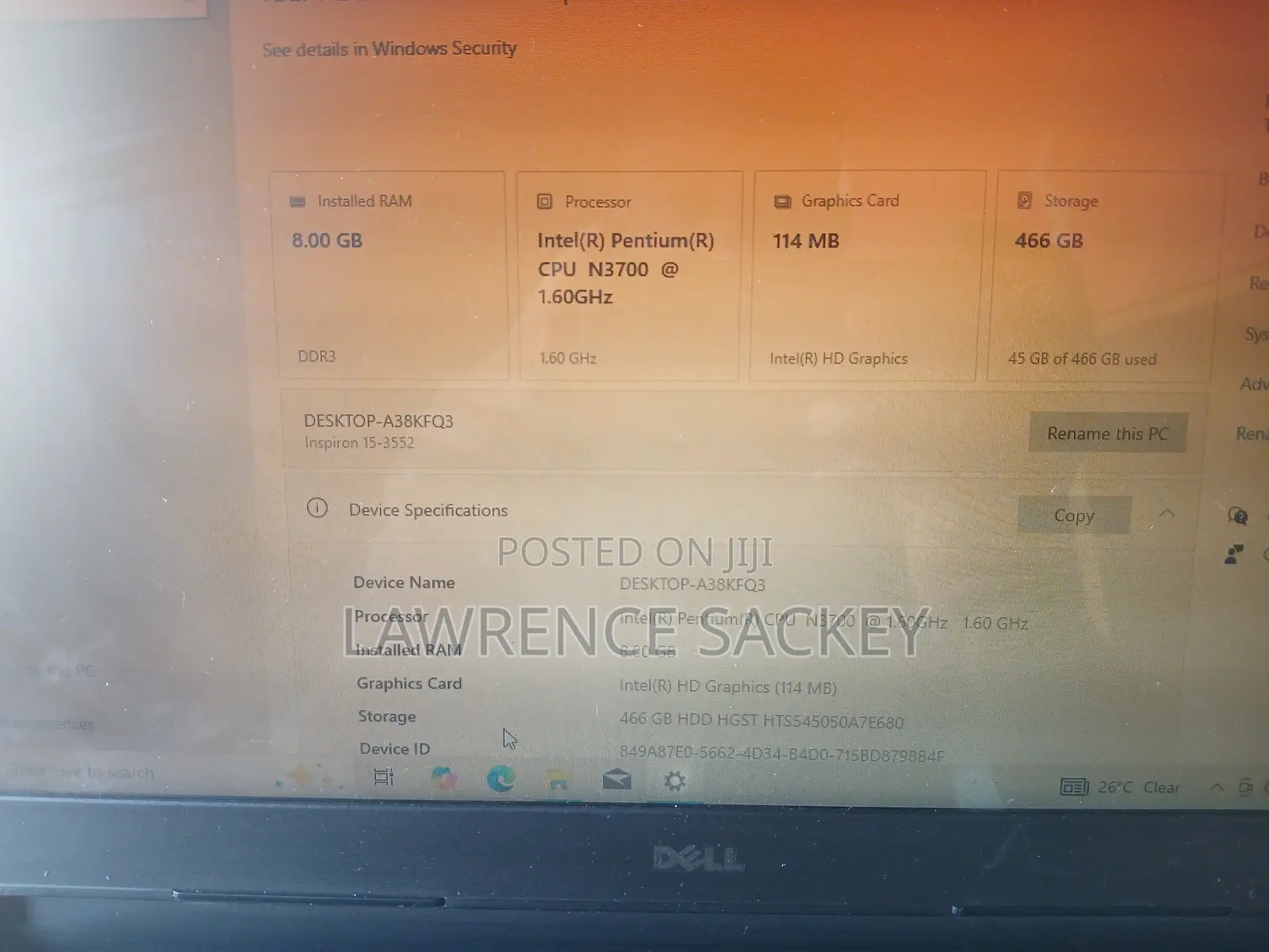 Laptop Dell Inspiron 15 3552 8GB Intel Core i5 HDD 500GB