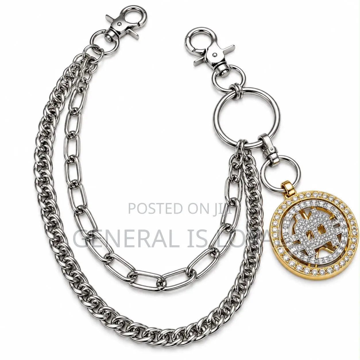 Mix Brand Silver Stainless Jeans Side Chains Unisex