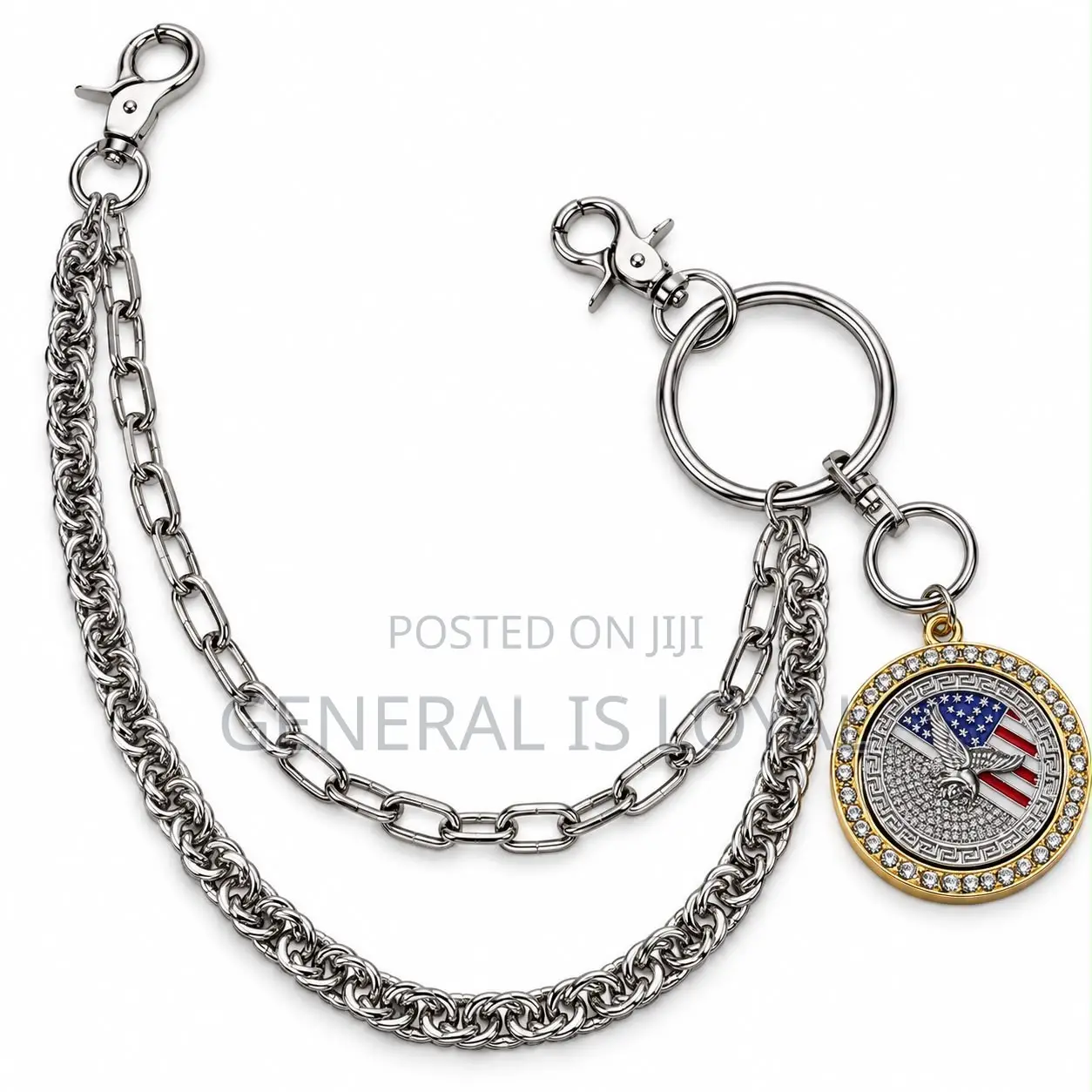 Mix Brand Silver Stainless Jeans Side Chains Unisex