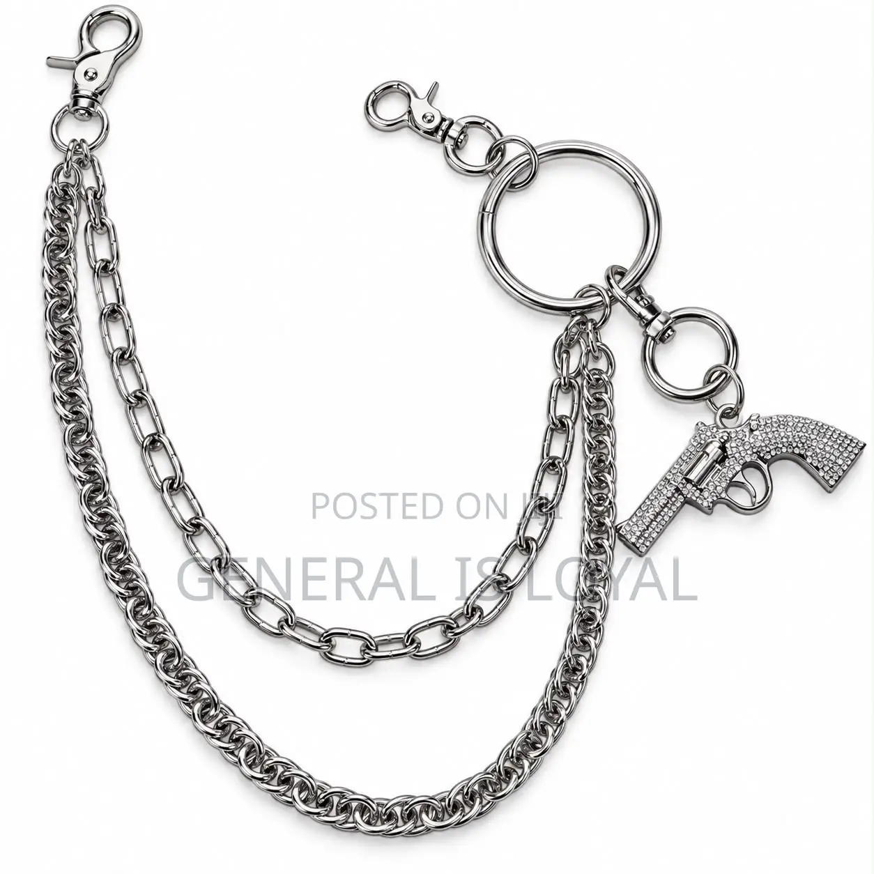 Mix Brand Silver Stainless Jeans Side Chains Unisex