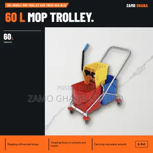 60L Double Mop Trolley Side Press Red-Blue - B-043