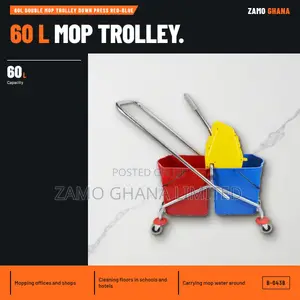 60L Double Mop Trolley Down Press Red-Blue - B-043b