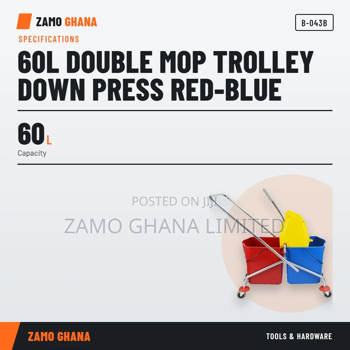 60L Double Mop Trolley Down Press Red-Blue - B-043b