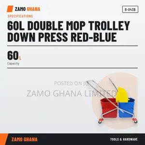 60L Double Mop Trolley Down Press Red-Blue - B-043b