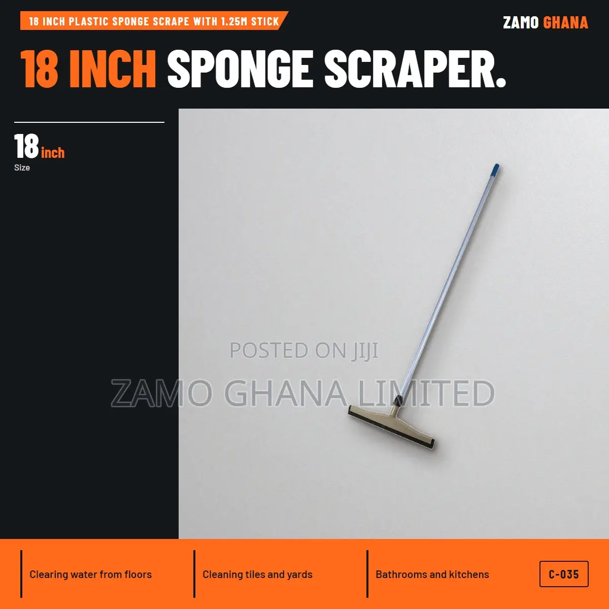 18 Inch Plastic Sponge Scrape With 1.25M Stick - C-035