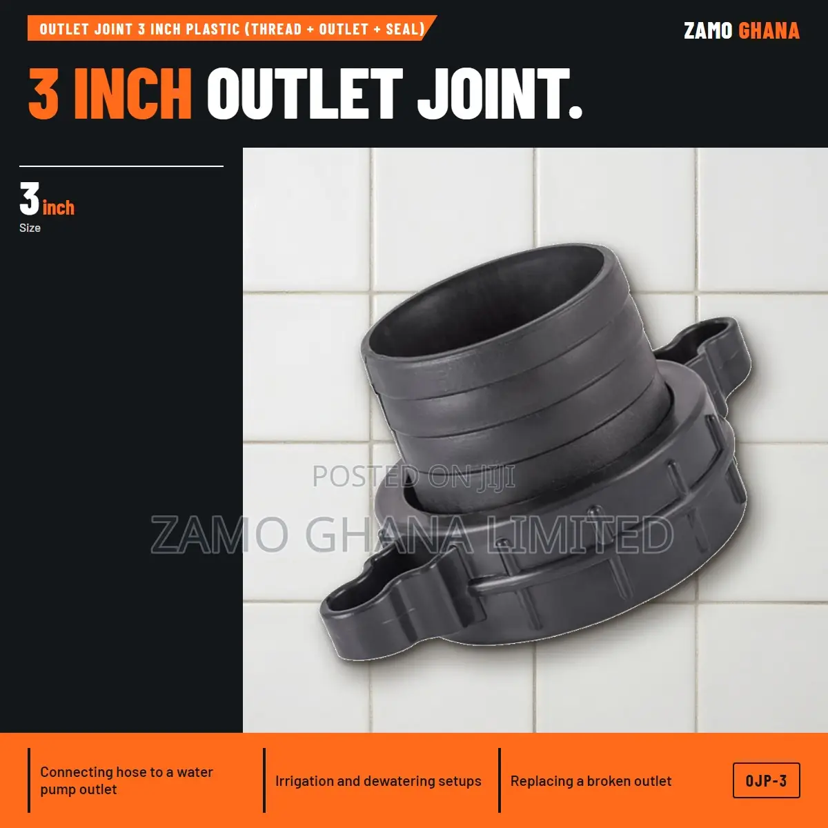 Outlet Joint 3 Inch Plastic (Thread + Outlet + Seal) - OJP-3