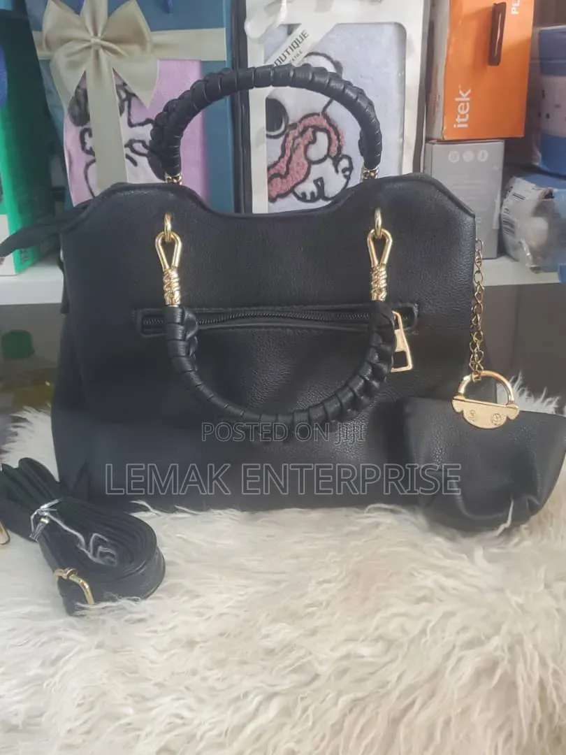 Elegant Black Quilted Satchel Handbag F