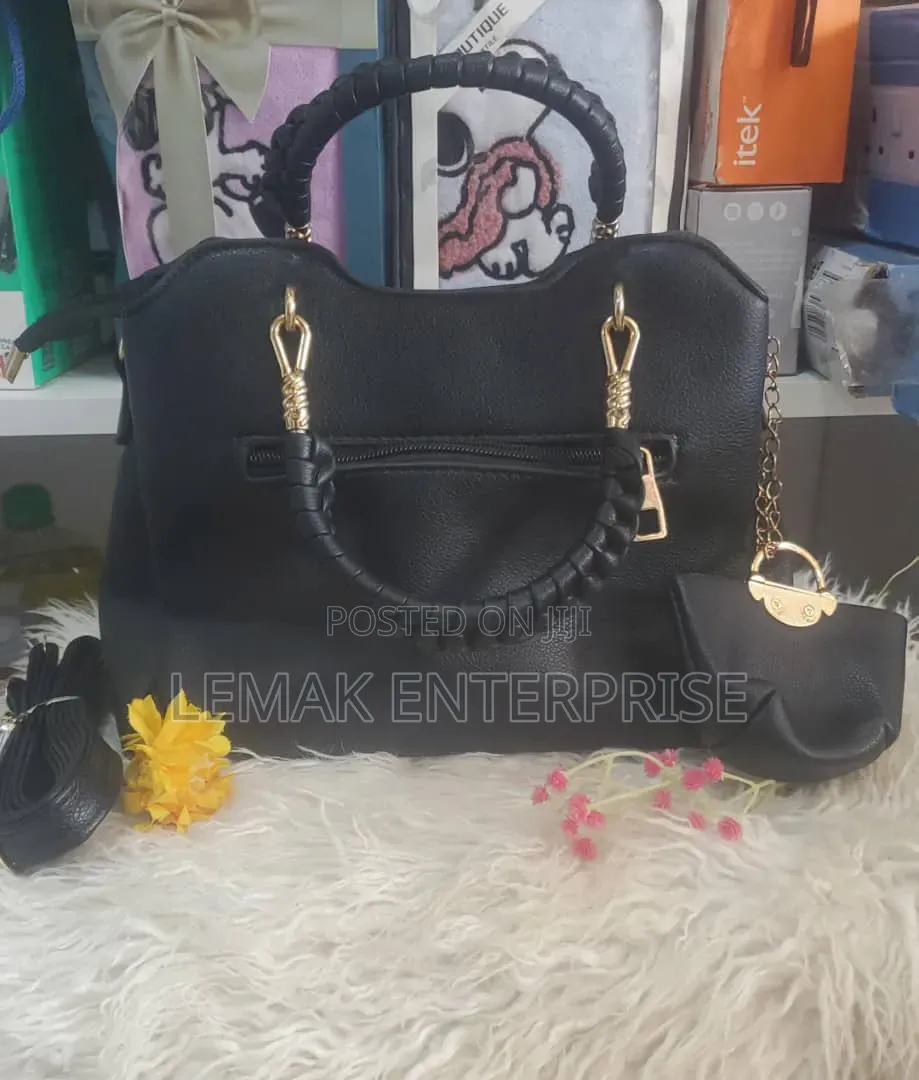 Elegant Black Quilted Satchel Handbag F