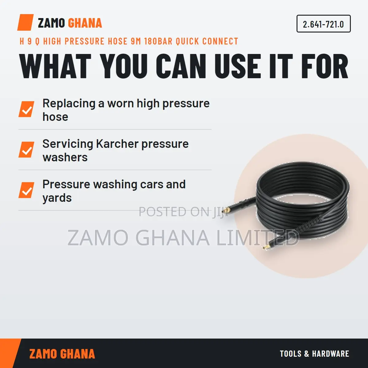H 9 Q High Pressure Hose 9M 180Bar Quick Connect - 2.641-721.0