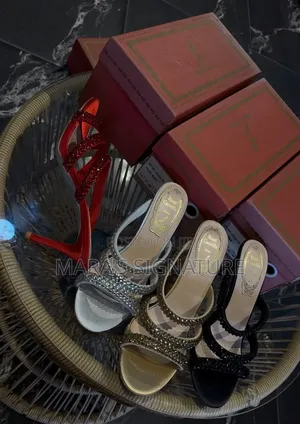 Rene Caovilla Triple Strap Rhinestone Mules