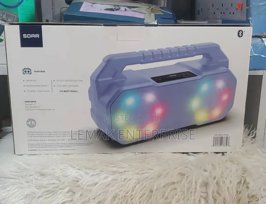 SOAR LED Light Show Shock Box Wireless Speaker (Model: SR-BBX-PUR).