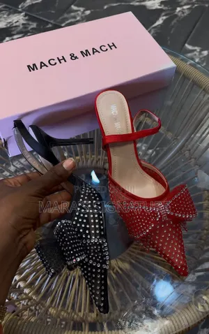 Mach and Mach Pearl Bow Satin Heel