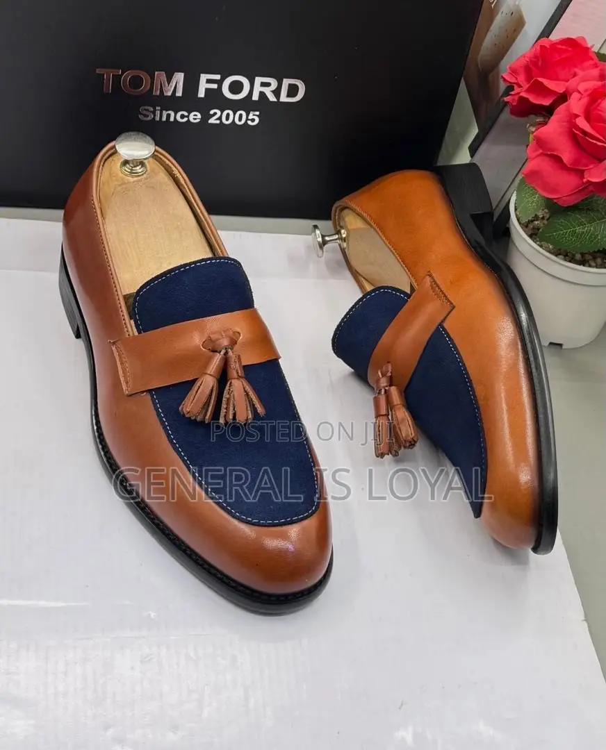 Tomford Brown and Navy Blue Men’s Loafers Shoe