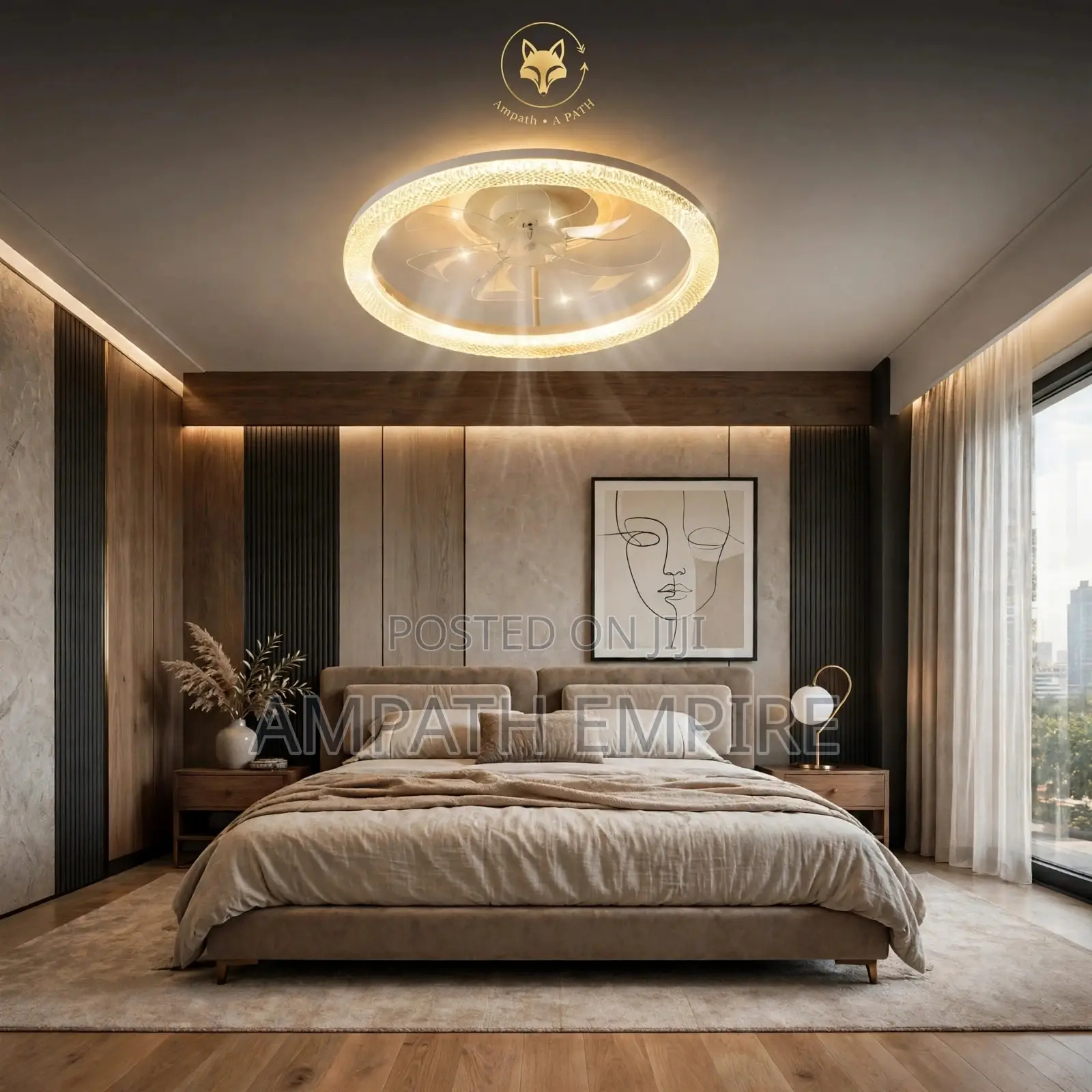 Summerwind Modern Led Ceiling Fan Lights+remote -15w Gold