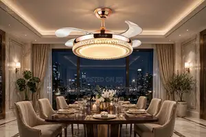 Summerwind Smart Retractable Golden Crystal Fanlight+remote Control72w