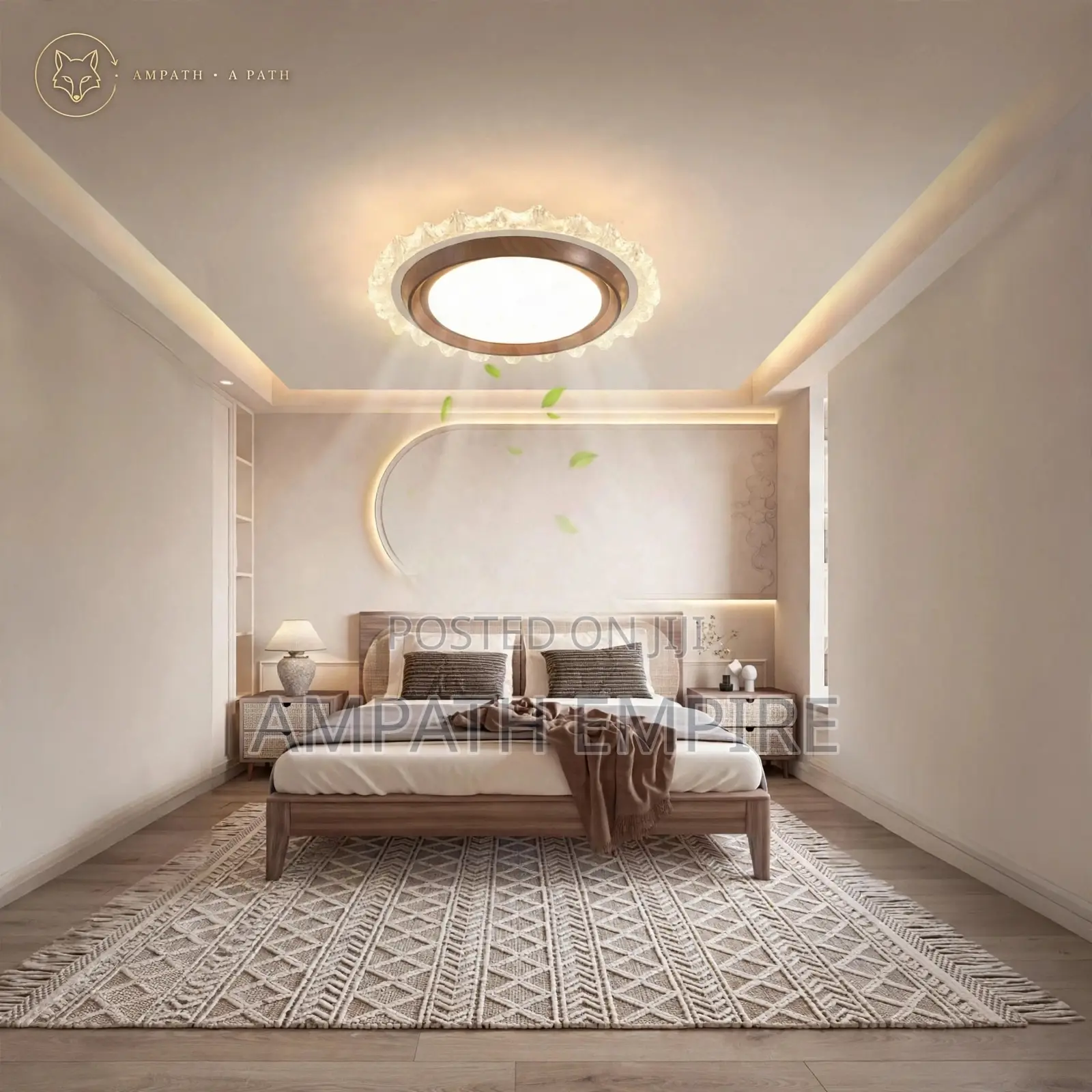 Summerwind Bladeless Led Ceiling Fan Light+remote Control Darkwood 60w